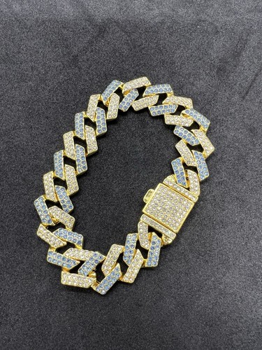 Gold Cuban Link Hundehalsband Glitzer Kette Halsband Blau Halskette 8" - Bild 6 von 7