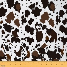 Cow Print Fabric by The Yard, Brown White Cow Fur Print Fabric for Craft Love...