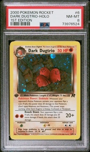 PSA 8 Dark Dugtrio Holo 6/82 1st Edition Team Rocket 2000 Pokemon Nm-Mt