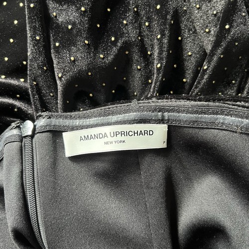 Amanda Uprichard Gold Studded Black Velvet Jumpsuit XS/Petite - Picture 7 of 7