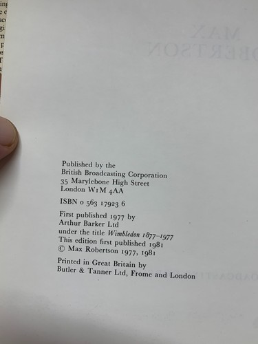 RARE 1981 "WIMBLEDON CENTRE COURT OF THE GAME" MAX ROBERTSON HARDBACK BOOK (P5) - Picture 6 of 17