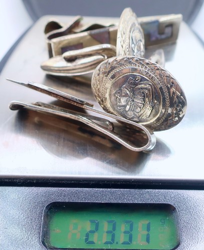 Vintage Mens Mexico Sterling Jewelry- Aztec Mayan or Sun Warrior Cufflinks, More - Picture 14 of 15