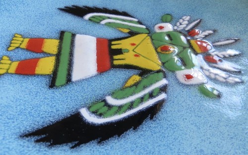 Piatto smaltato 9 pollici firmato Annemarie Davidson Stellar Hopi Kachina Calif MCM - Foto 4 di 7