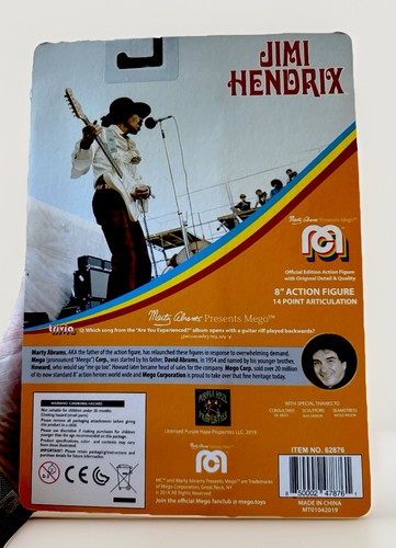 Mego Action Figure, 8” Jimi Hendrix, Marty Abrams Limited Edition Item - Picture 4 of 6