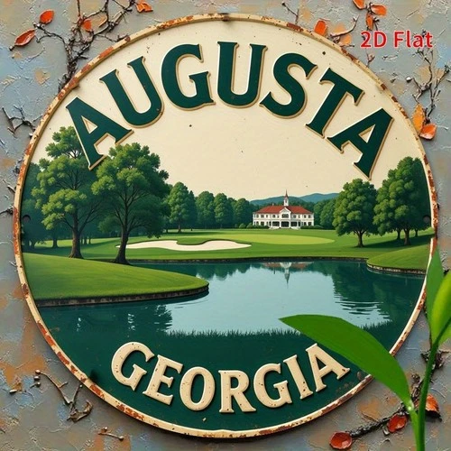 Fun Augusta Golf Course vintage round Tin Metal Signs Home Décor 8x8
