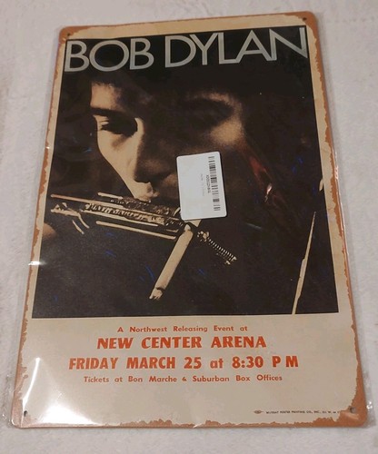 Bob Dylan Vintage Reproduction Tour Poster Tin Tacker sign 8"X12" Man-Cave Décor