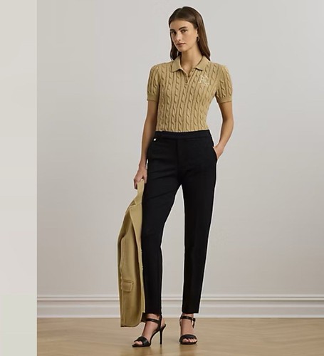 New Lauren Ralph Lauren Pants Womens Size M Black Ponte Mid Rise Slim Straight - Picture 2 of 15