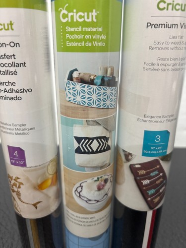Cricut NEW Stencil Material Vinyl Roll, Foil Iron-On, Premium Vinyl Sampler!!! - Picture 3 of 4