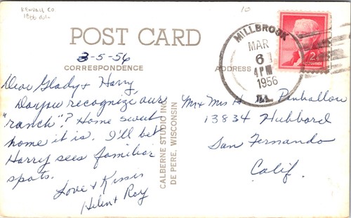 Aerial View Farm Kendall County Wisconsin RPPC 1956 Calberne Studio - Imagen 2 de 2