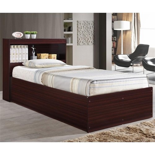 Home Square 2 Piece Set with Captain Bed and 3 Door Armoire in Mahogany Wood - Picture 8 of 16
