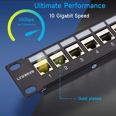 24 Port RJ45 Patch Panel Cat6 STP Feed Through, Coupler Network 24