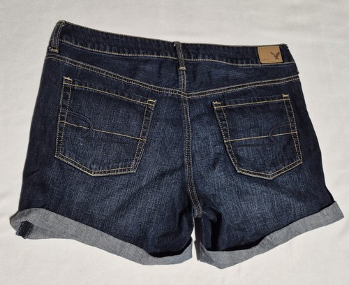 American Eagle Size 10 Women's Jean Denim Shorts Dark Wash Cuffed - Picture 2 of 5