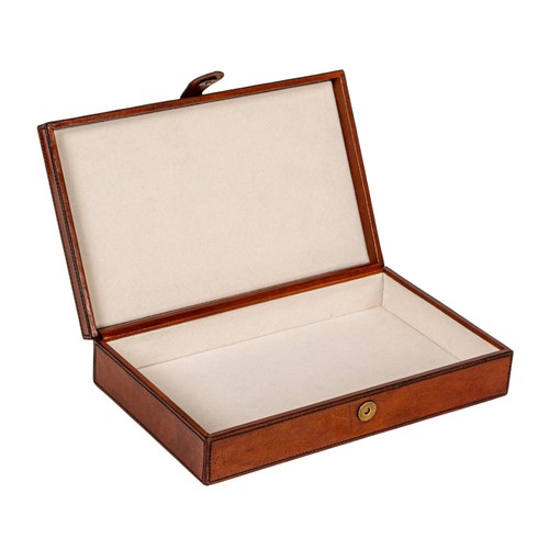 Reclaimed Wood and Leather Box with Snap Closure, Stitching, and Velvet Inter... - Picture 8 of 9