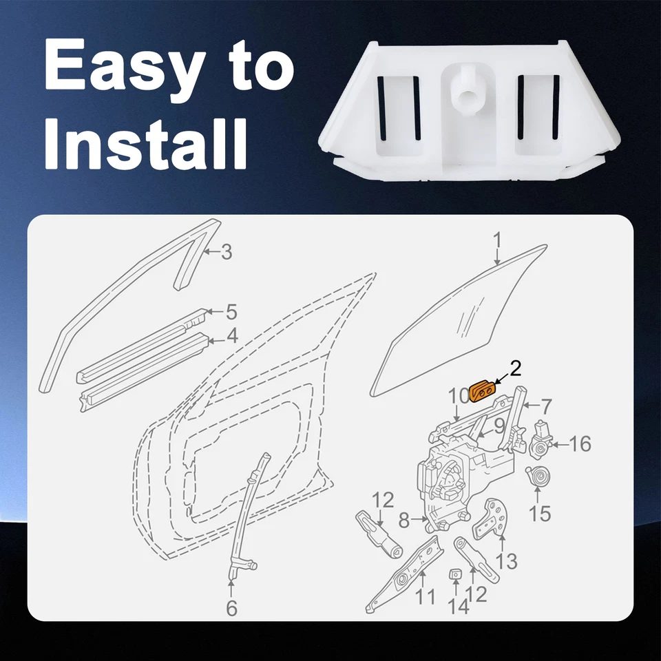 Retenedor de vidrio para ventana de puerta delantera para Buick Park Avenue 1997 1998 1999 2000 2001 Foto 4 de 4