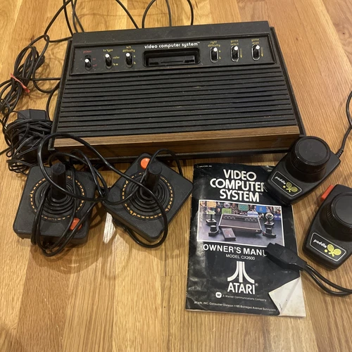 Vintage Atari Video Computer System 4 Controllers Video Manual And Plug In Cords