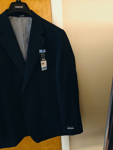 Haggar Men's Touring Blazer Navy Sport Coat Two Button Tailored Fit 44/46 L NEW - Picture 3 of 7