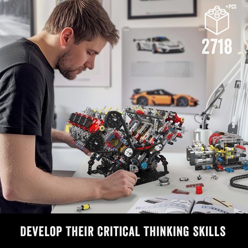 New Mould King 10130 F488 V8 Engine Supercar Motor Building Block Kit 2,718 Pcs. - Picture 8 of 13