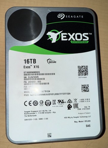 Seagate Exos X16 16TB 3.5” SAS 12Gb/s 7200RPM SAS Server HDD ST16000NM002G - Afbeelding 3 van 6