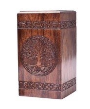 Tamanna Rosewood Urn For Human Ashes - Tree Of Life Wooden Box - Personalized...