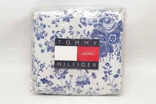 VTG 1997 Tommy Hilfiger Comforter Cover Full/Queen White Blue Harbor View Cotton
