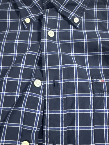 Tommy Hilfiger Button Down Herren Hemd kariert langarm blau weiß Large - Bild 4 von 5