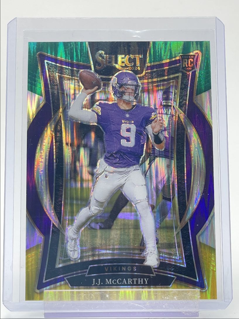 J.J. MCCARTHY 2024 SELECT CONCOURSE ROOKIE GREEN YELLOW SHOCK VIKINGS Q2283