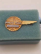 Pan Am Airways (PAA) Stewardess Badge 10K by Balfour New Old Stock 