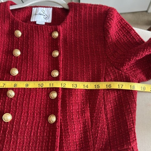 Sam Edelman Damen Fiona Kragenloses Tweed Zweireiher Sakko in Rot Größe S - Bild 9 von 15