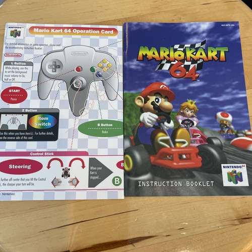 Mario Kart 64 Nintendo 64 N64Libretto Istruzioni Autentico e Scheda Operativa Come Nuovo