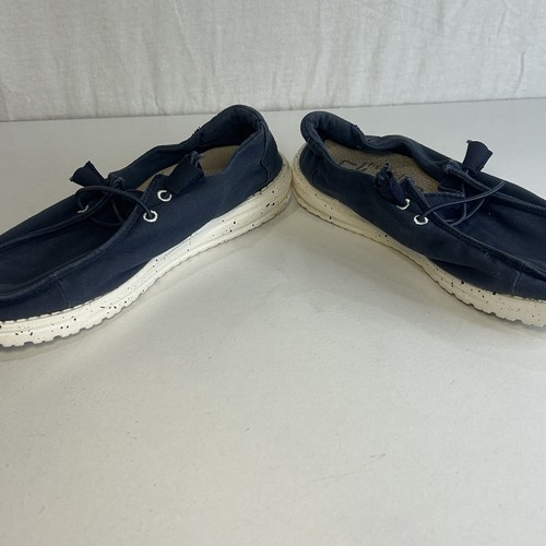 Hey Dude Womens Size 8 Wendy Sneakers Navy Blue Canvas Low Top Shoes - Picture 3 of 6