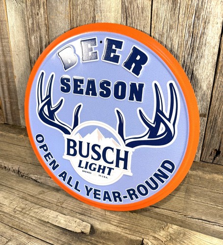 Busch Light Cerveza Ciervo Caza Metal Lata Sig 12" De Colección Garaje Hombre Cueva Bar Nuevo - Imagen 2 de 4