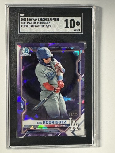 2021 Bowman Chr Sapphire Luis Rodriguez 1st Image Variation SP Purple /25 SGC 10
