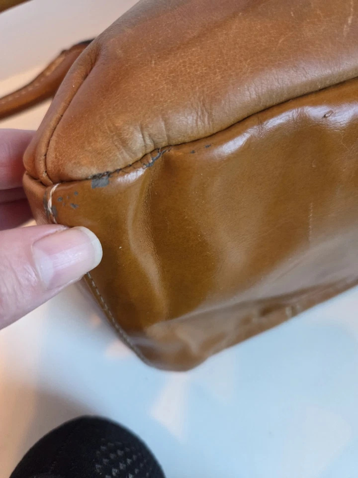 Bolso de hombro Gianni Bernini marrón de cuero coñac cartera Y2K Baguette Foto 3 de 4