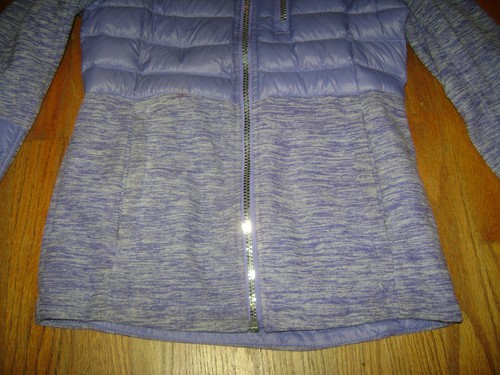 FREE COUNTRY GIRLS HOODED WINTER DOWN JACKET COAT size S 7 / 8 PURPLE SILVER - Picture 3 of 7