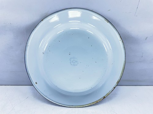 Antique Vintage Red Flower & In Border 10" Vintage Porcelain Enamel Plate Dish - Picture 6 of 7