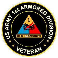 US Army 1st Armored Division Veteran Bumper Sticker Military Vinyl Decal 5"