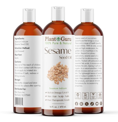 Sesame Seed Oil Cold Pressed REFINED 100% Pure Natural Carrier - Picture 15 of 17