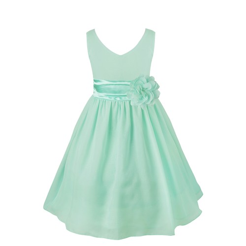 Kids Flower Girls Dress V-Neck Chiffon Princess Dress Evening Prom Ball Gown - Picture 37 of 82