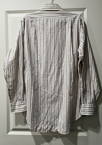 Vtg Sears Roebuck Co Shirt Mens 16 34/35 White Striped Button Down Dress Shirt - Picture 8 of 9