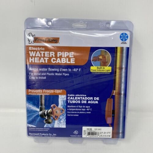 New Frost King HC30 Electric Water Pipe Heat Cable, 27-31’, Prevent Freezing