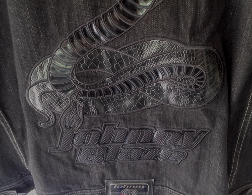 Authentic Johnny Blaze Black Denim Jean Jacket Cobra XXL Heavy Weight NWOT - Picture 7 of 14