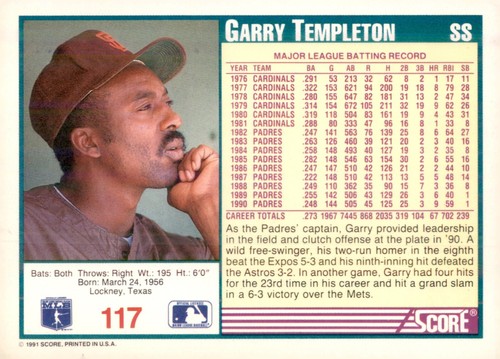 S1R2: 1991 Score Baseball #1-250 - Picture 236 of 502