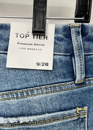 Top tier high waist flare denim jeans women’s 9/28 Medium Wash Denim - Picture 4 of 8