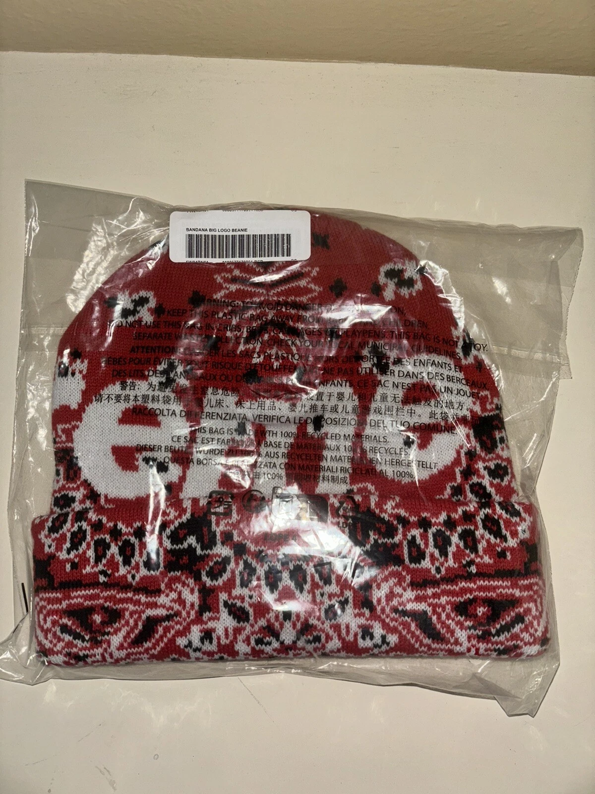 Bonnet rouge grand logo Supreme Bandana (FW24)