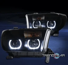 FOR 2007-2013 TOYOTA TUNDRA/2008-17 SEQUOIA HALO PROJECTOR HEADLIGHT BLACK/SMOKE