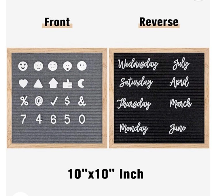 Double Sided Felt Letter Board, 10x10in Changeable Chars Memo Board Rustic Frame - Image 4 of 4