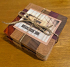 Hand-Crafted Wooden Coasters (4-set), All-Natural Wood, (2023, Made in USA) NEW!