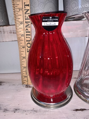 NEW Dartington Crystal Little Gems Handmade Glass Vase 7” Clear Red Purple Amber - Picture 8 of 8