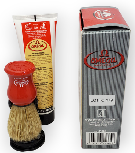 Omega Shaving Cream & Brush Set - Pennello & Crema da barba - Italy - New - NIB - Picture 6 of 7