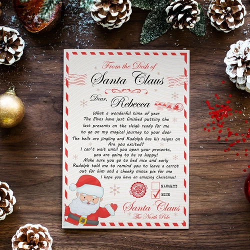 Personalised Letter From Santa Nice List Certificate Gift For Son Daughter Child